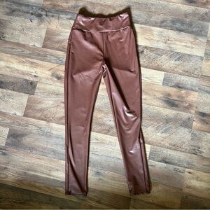 Mia Rose Brown Faux Leather Leggings